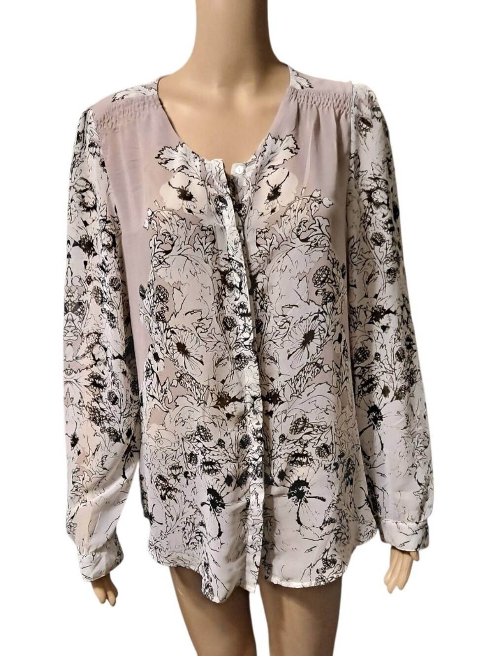 Milano Pink Floral Button-Front Blouse